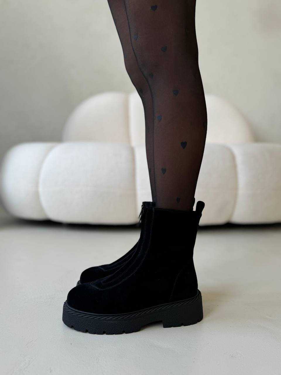 Ботинки зимние "Берта" в черной замше