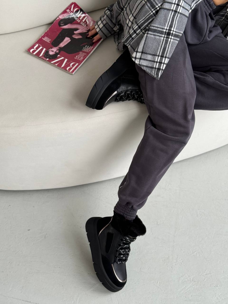 Ботинки зимние "Алана" в черном цвете