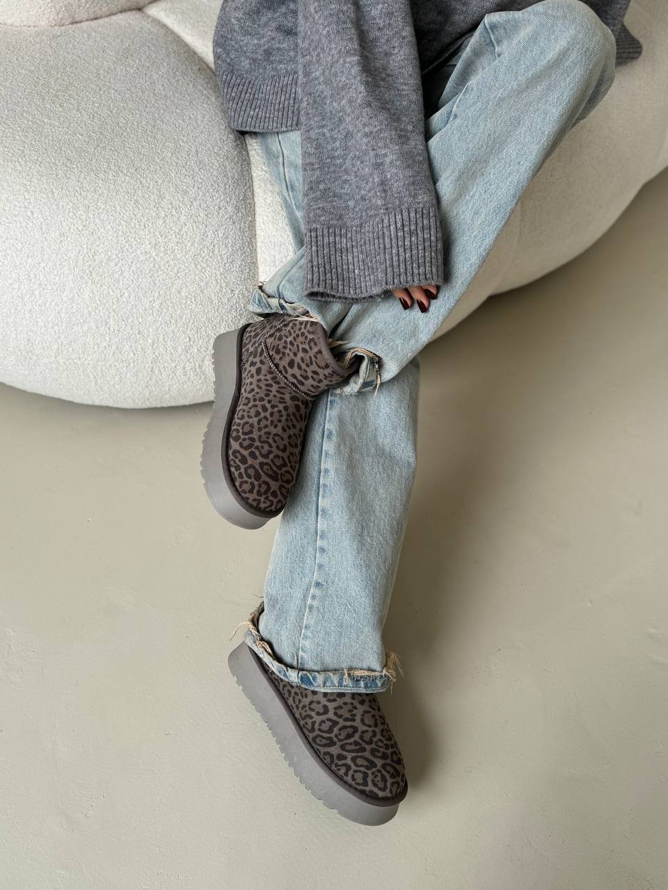 Угги зимние "Жанет" в актуальном леопарде