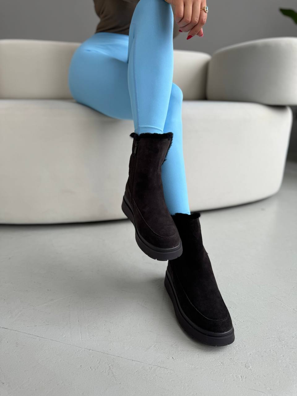 Ботинки зимние "Клэр" в сером цвете