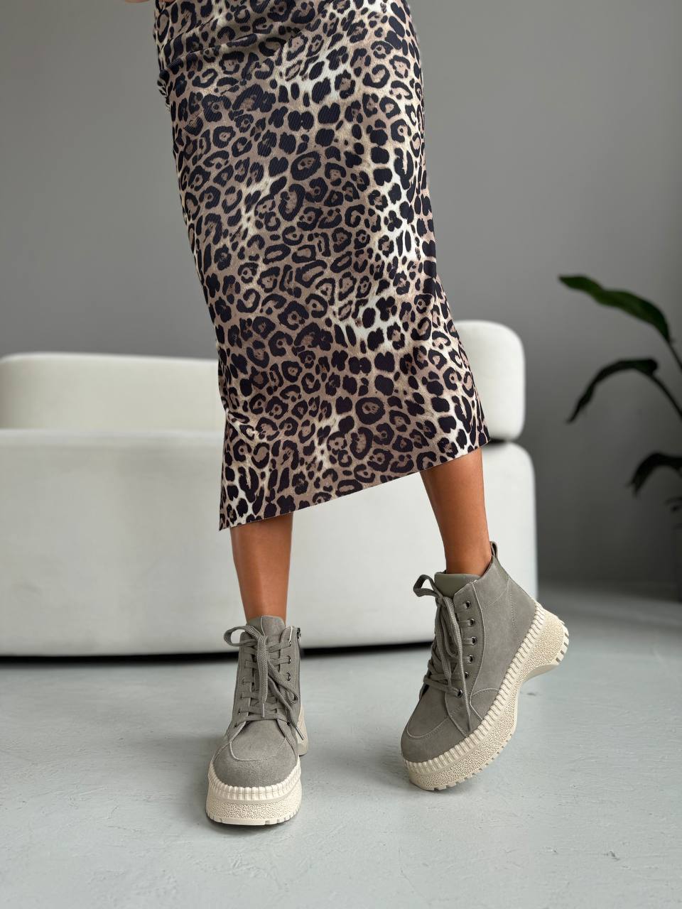 Ботинки зимние "Элоиза" в цвете хаки