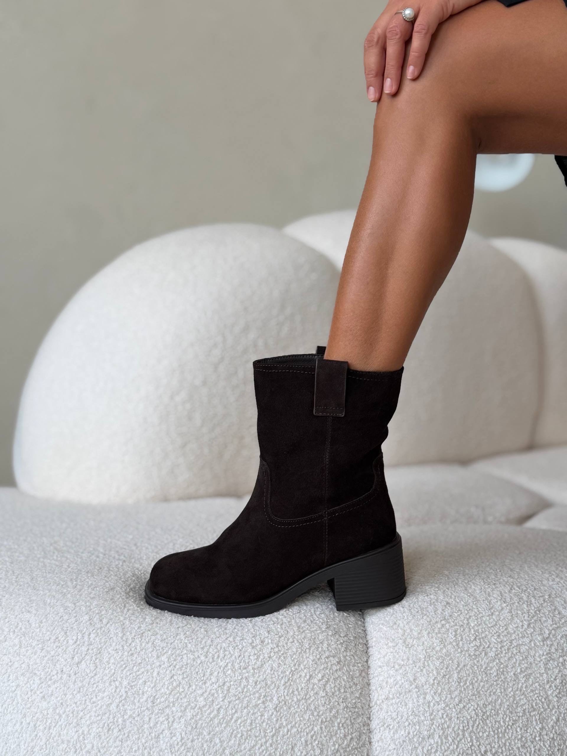 Ботильоны зимние “Лиана” в замше
