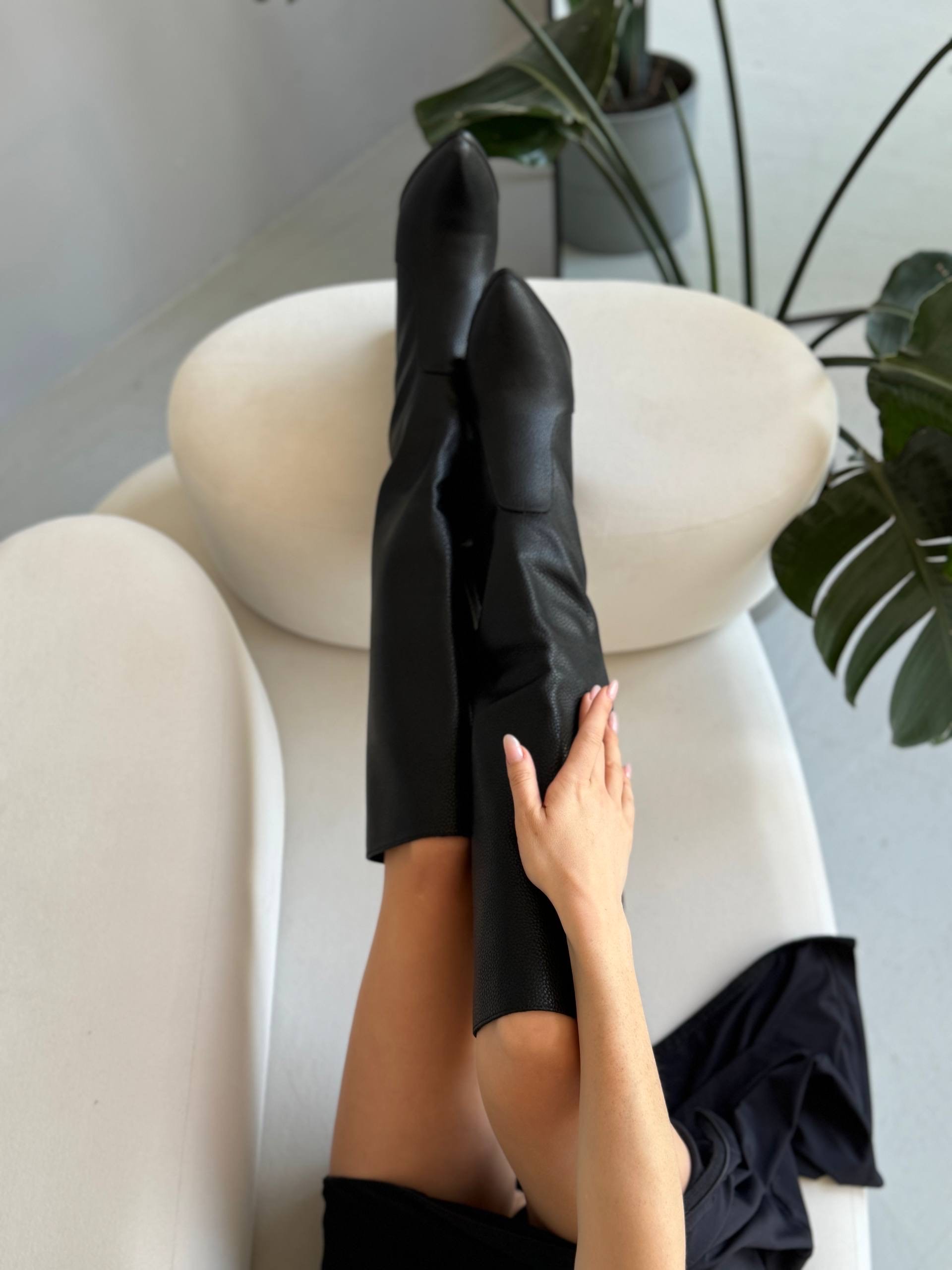 Сапоги зимние “Алесия” в черной коже