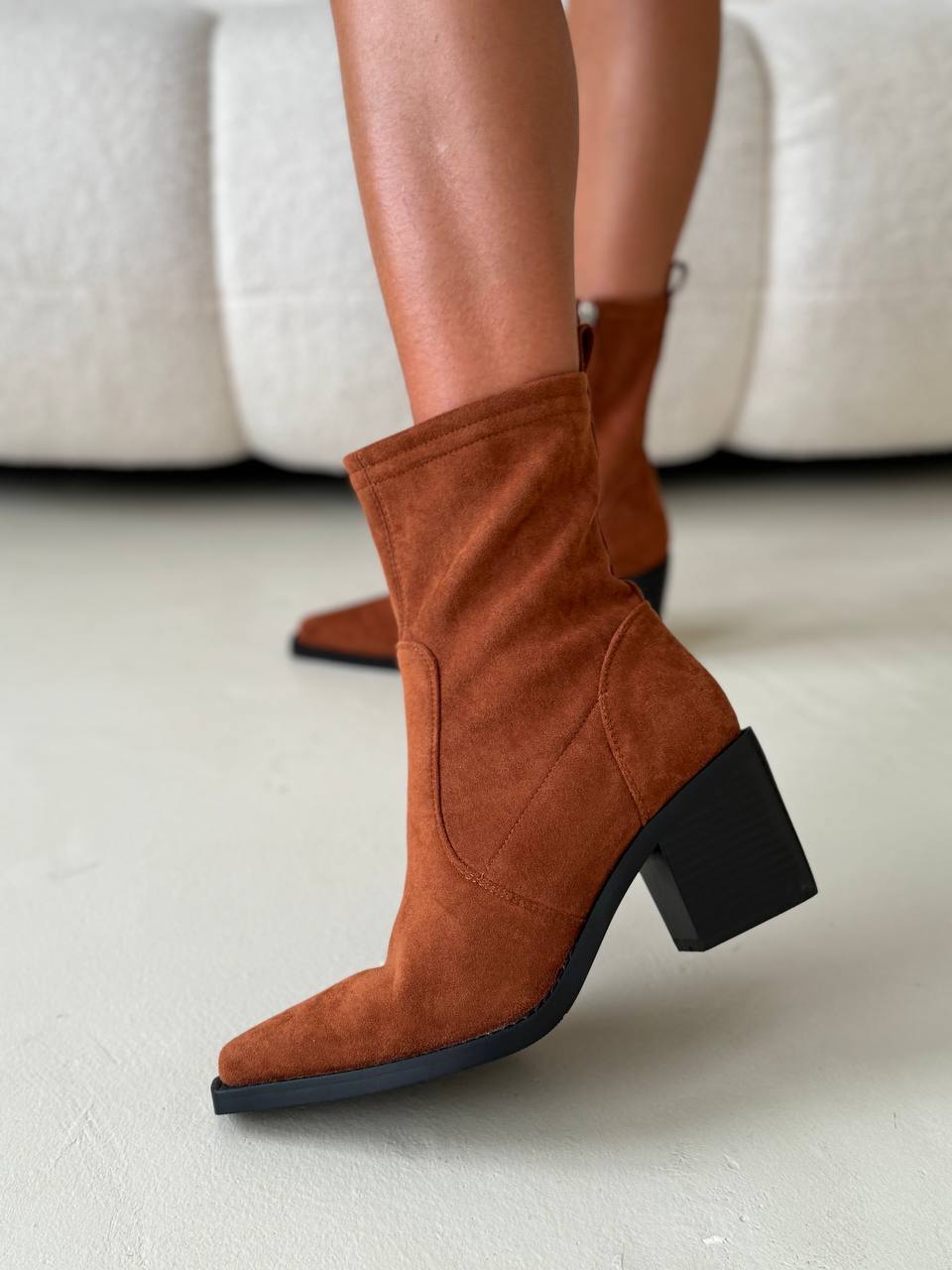 Ботильоны казаки зимние "Алексия" в коричневом цвете